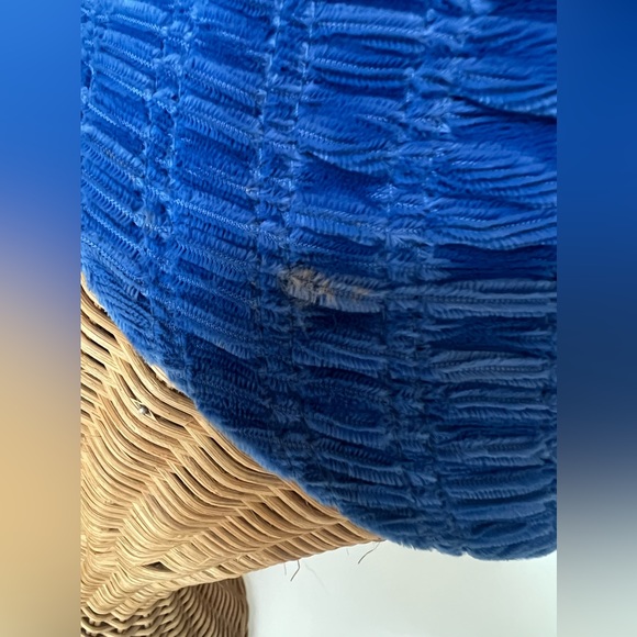 Women’s 21 1/4” Blue Crushed Velvet Vintage Hat with Purple and Fuchsia Band - Picture 2 of 7